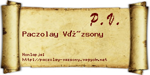 Paczolay Vázsony névjegykártya